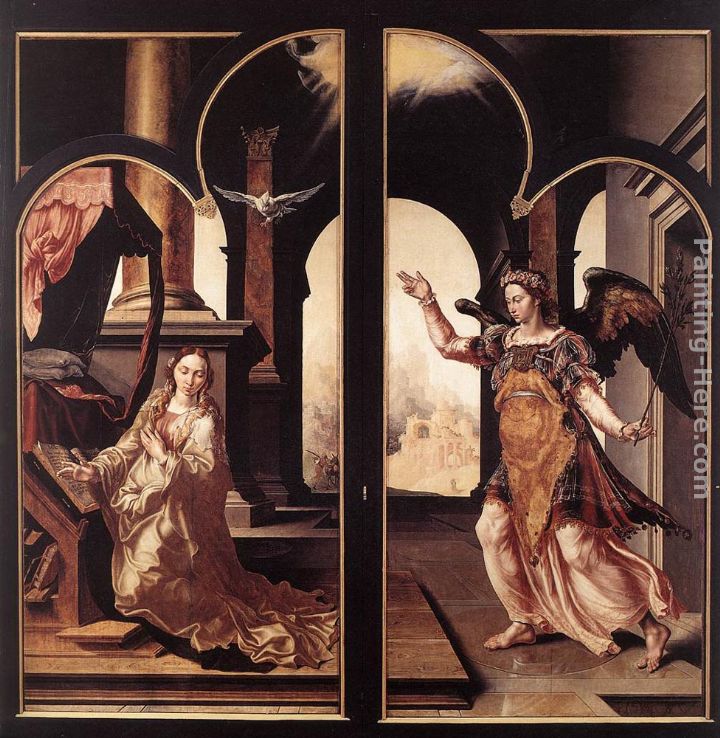 Annunciation painting - Maerten van Heemskerck Annunciation art painting